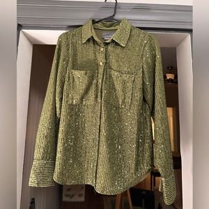 Anthropologie Sequin Button-Down